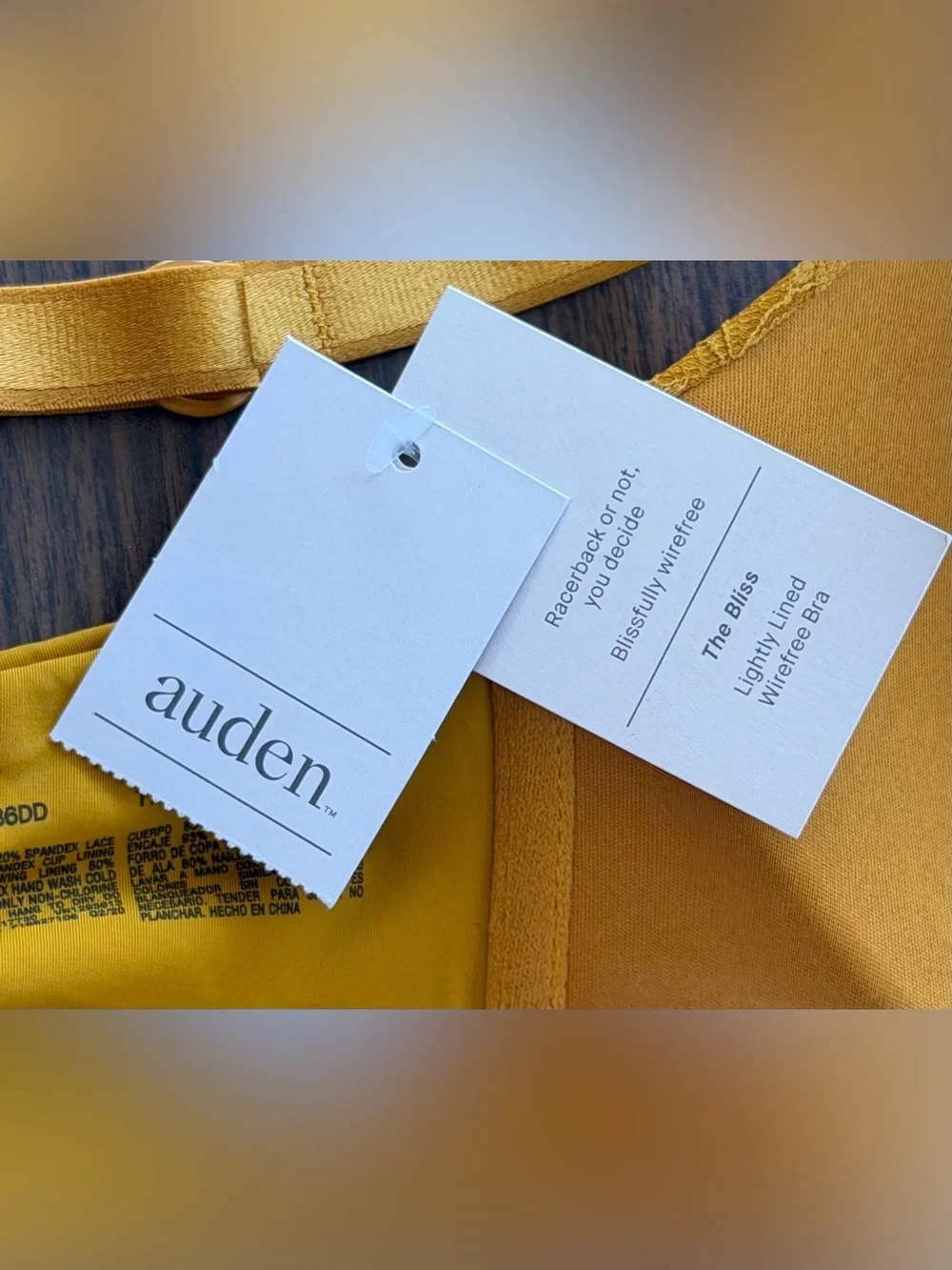 703: Auden Mustard Yellow Plunge T-Shirt Bra - 36DD
